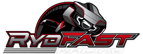 A red and black logo for speed fast racing.