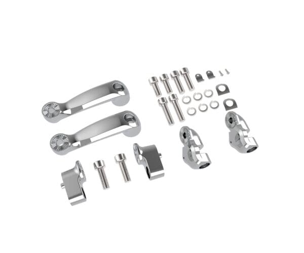A set of parts for the front suspension.